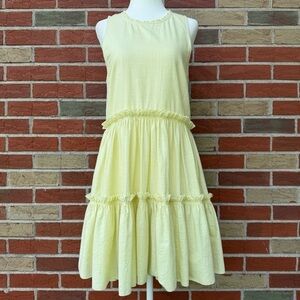 Cinq a Sept Song Tiered Cotton Ruffle Sleeveless Mini Dress in Limelight 👗